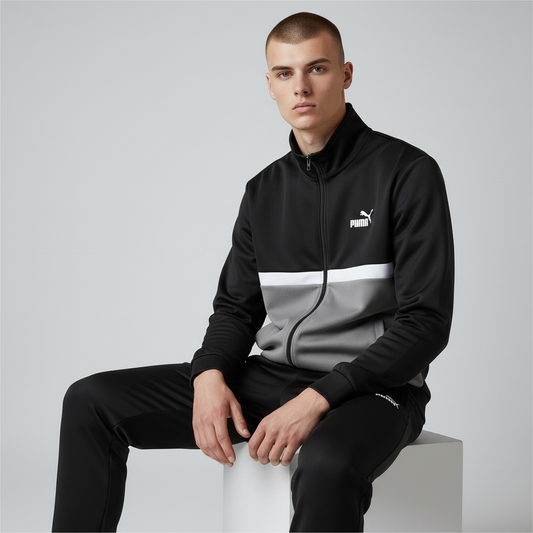Puma Enssemble Poly Colorblock Suit Black Gray