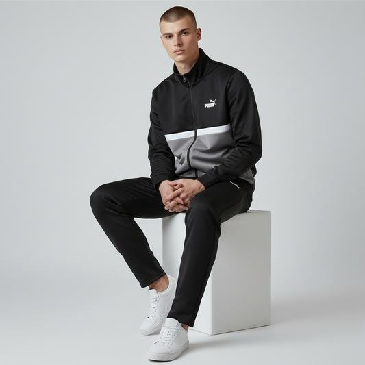 Puma Enssemble Poly Colorblock Suit Black Gray