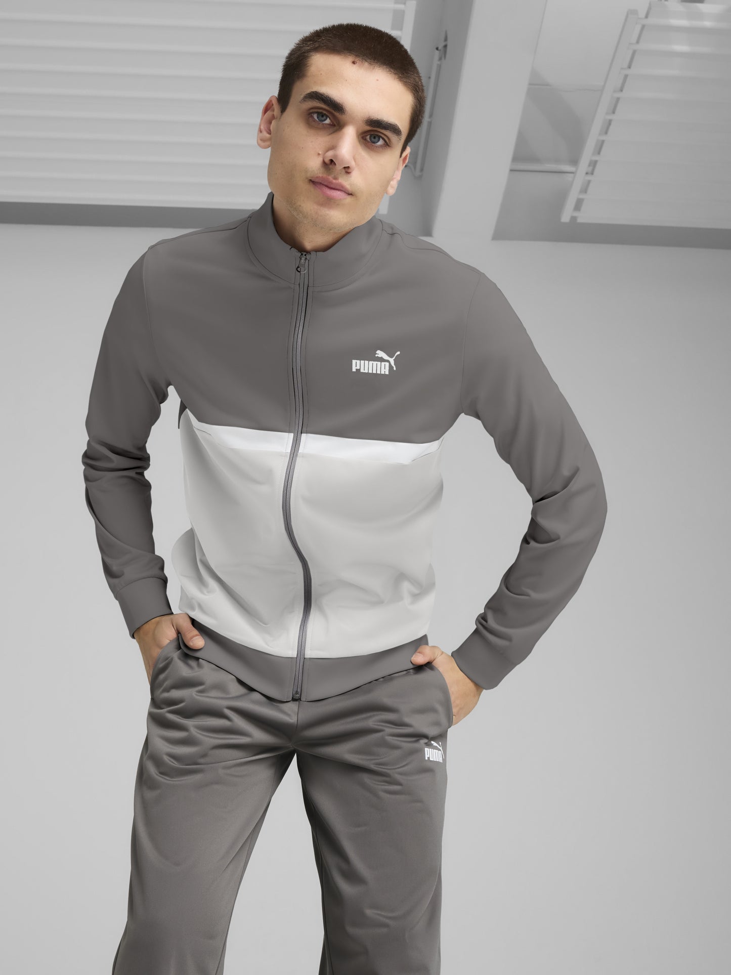 Puma Enssemble Poly Colorblock Suit Gray
