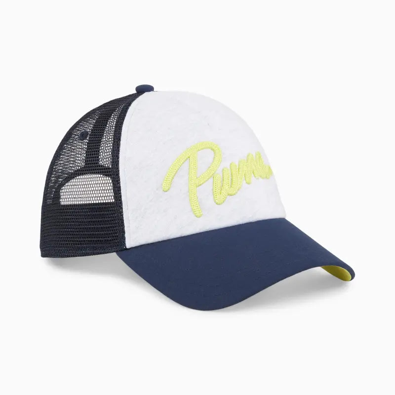 PUMA ESS+ Trucker Cap Yellow Logo